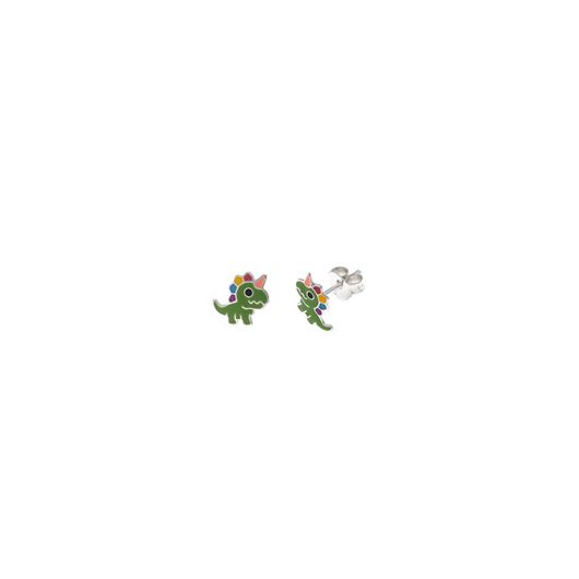 Foto de Pendientes plata rodio dinosaurio esmalte verde multicolor