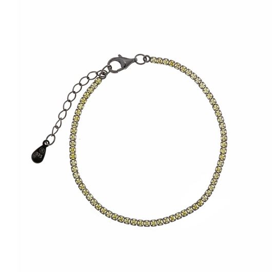 Foto de Pulsera plata chapado rutenio circonitas brillantes amarillas