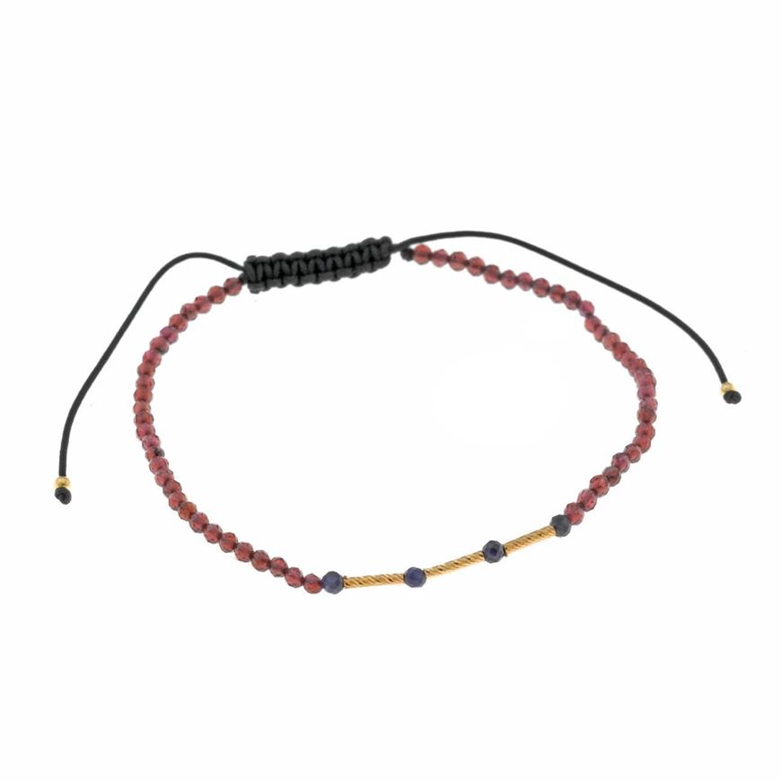 Foto de Pulsera plata chapado dorado garnet y zafiro