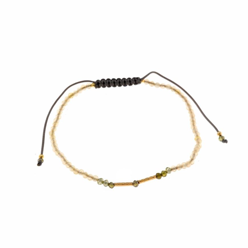 Foto de Pulsera plata chapado dorado calcedonia bolitas facetadas