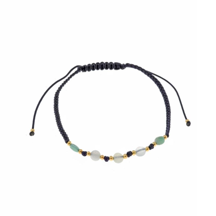 Foto de Pulsera plata chapado dorado cridoprasa ovalos bolitas