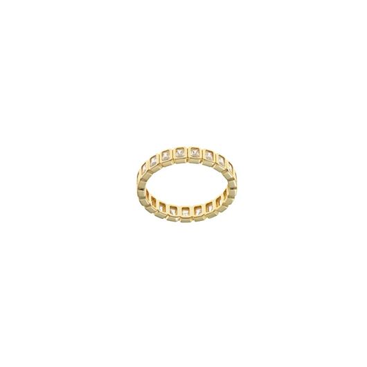 Foto de Sortija plata chapado dorado circonitas blancas rectangular