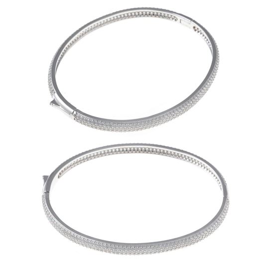 Mostrar los datos de Pulsera caña plata rodio circonitas blancas brillantes Foto de Pulsera caña plata rodio circonitas blancas brillantes