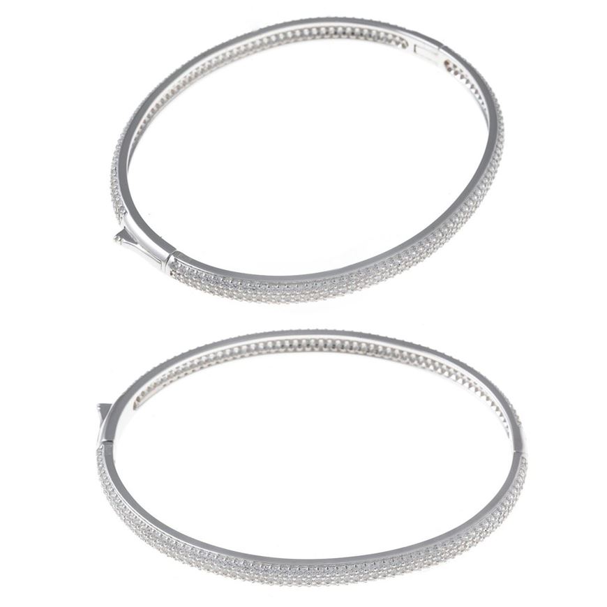 Foto de Pulsera caña plata rodio circonitas blancas brillantes