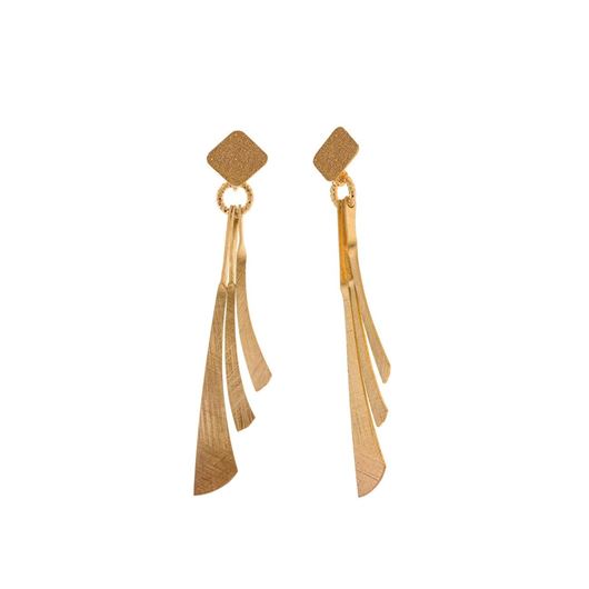 Foto de Pendientes plata chapado dorado ovalo tres tiras