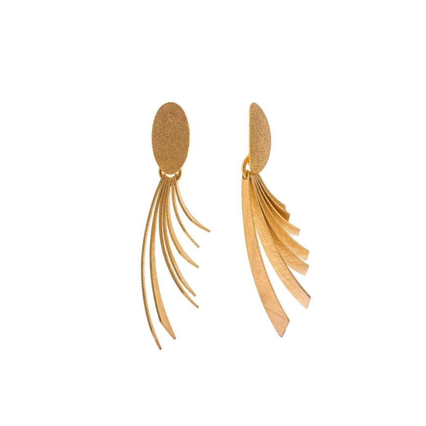 Foto de Pendientes plata chapado dorado ovalo seis tiras