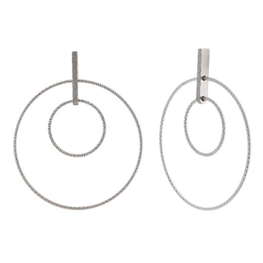Foto de Pendientes plata rodio dos circulos diamantados