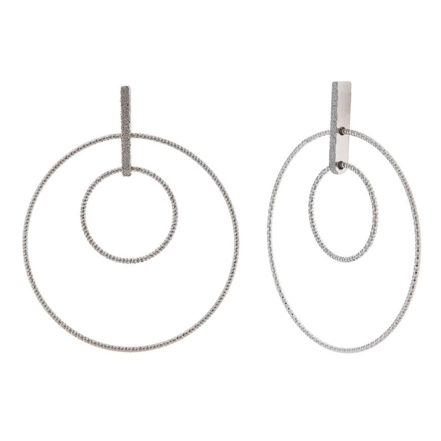 Foto de Pendientes plata rodio dos circulos diamantados