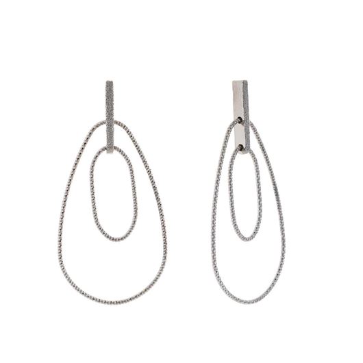Foto de Pendientes plata rodio dos ovalos diamantados