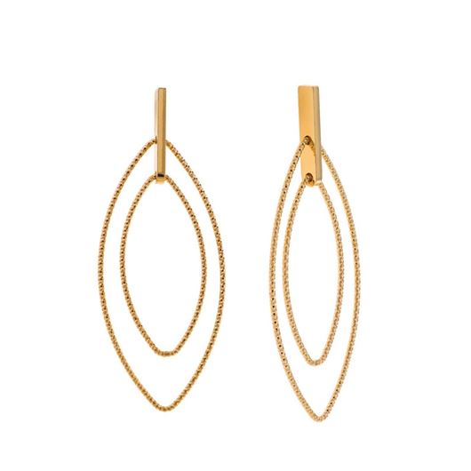Foto de Pendientes plata chapado dorado dos elipses diamantados