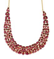 Foto de Gargantilla Silken Code plata chapado dorado cascada circonitas rojas