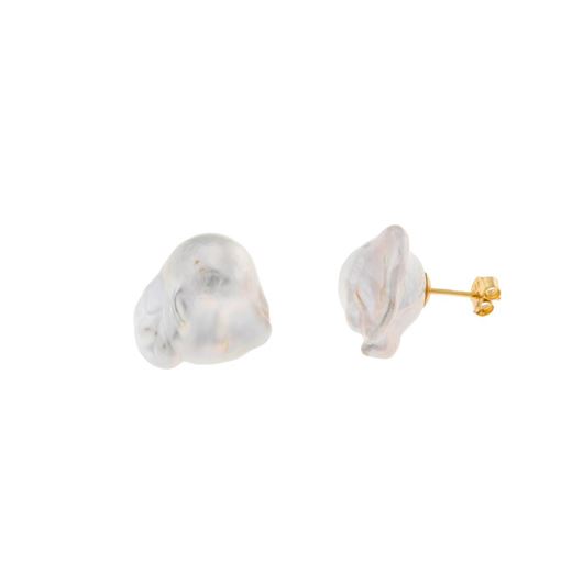 Foto de Pendientes plata chapado dorado perla barroca irregular