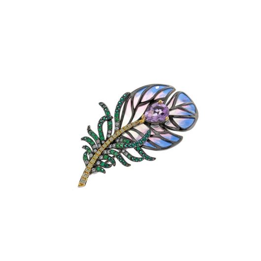 Mostrar los datos de Broche plata chapado ruteniopluma amatista pera Foto de Broche plata chapado ruteniopluma amatista pera