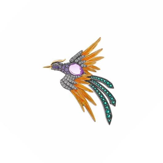 Mostrar los datos de Broche plata chapado rutenio ave fenix amatista Foto de Broche plata chapado rutenio ave fenix amatista