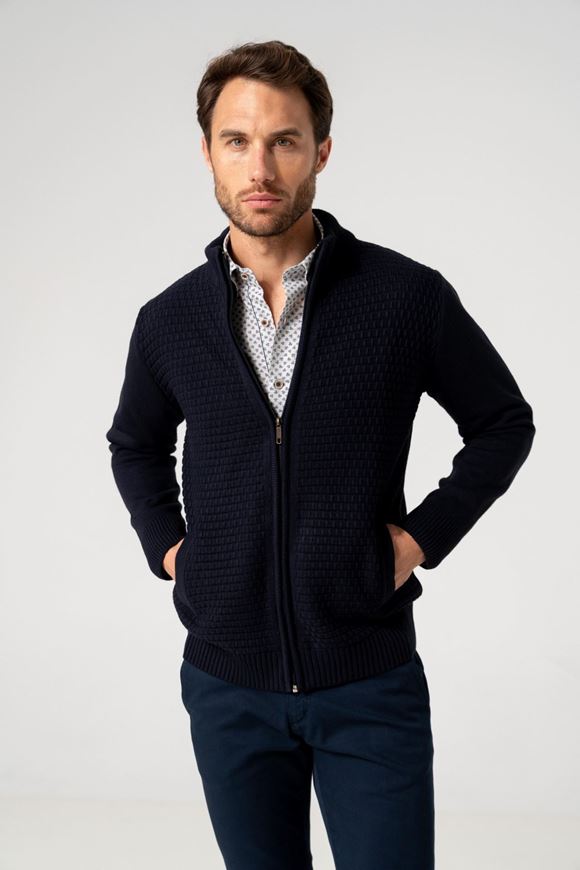 Foto de Jersey Chaquetilla de punto con apertura de cremallera en azul marino 