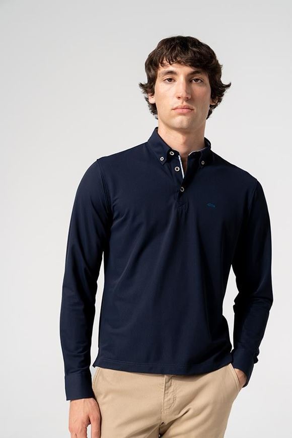 Foto de Polo manga larga extra-elástico azul marino