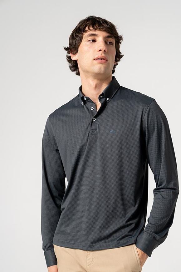 Foto de Polo manga larga extra elástico gris oscuro