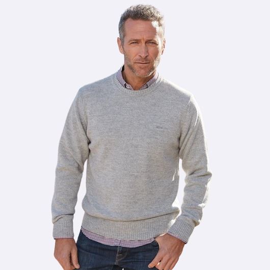 Picture of Jersey de punto grueso medio gris claro cuello redondo