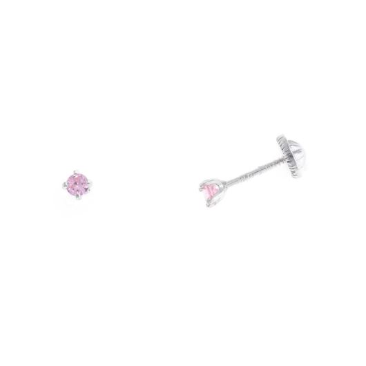 Foto de Pendientes de bebé puntos de luz de circonitas rosas