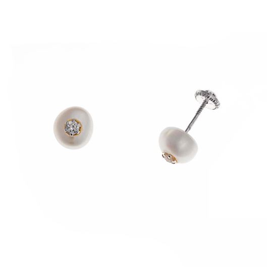 Foto de Pendientes de bebé plata rodio perla con circonita