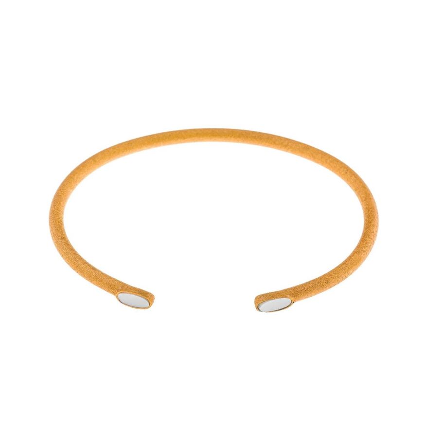 Foto de Pulsera caña plata chapado dorado madre perla