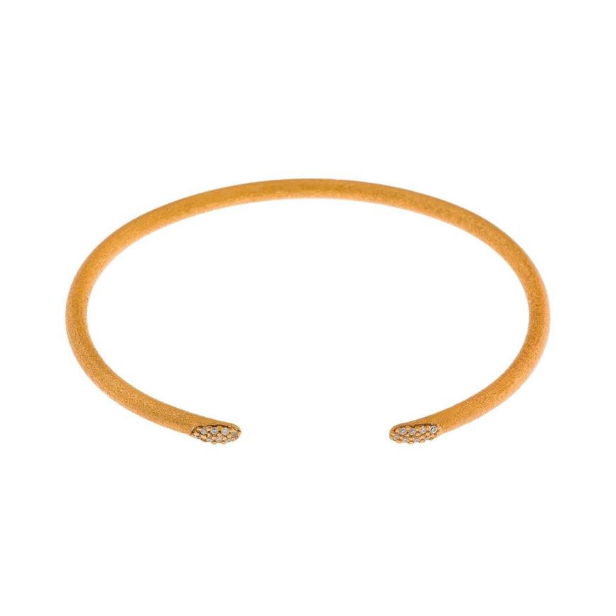 Foto de Pulsera caña plata chapado dorado circonitas blancas