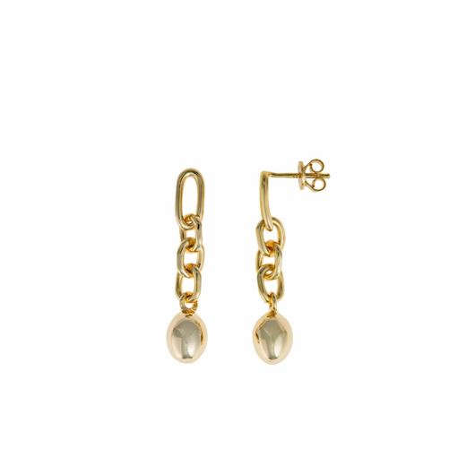Foto de Pendientes plata chapado dorado eslabones figaro ovalo