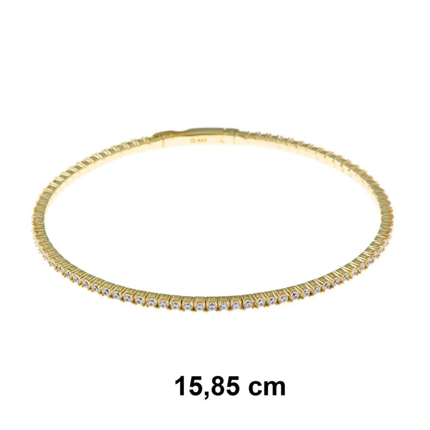 Foto de Pulsera plata chapado dorado circonitas blancas brillantes
