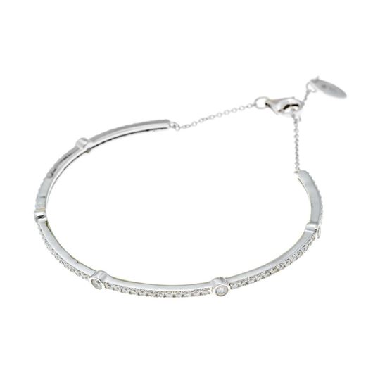Foto de Pulsera caña plata rodio circonitas blancas chatones