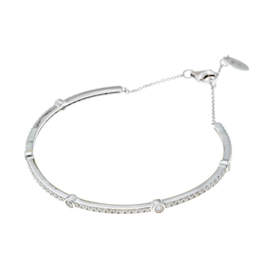 Foto de Pulsera caña plata rodio circonitas blancas chatones
