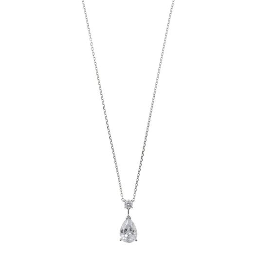 Foto de Collar plata rodio circonitas blancas brillante pera