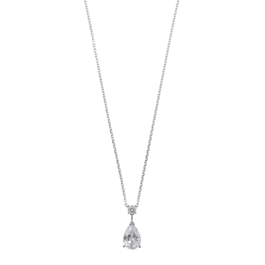 Foto de Collar plata rodio circonitas blancas brillante pera