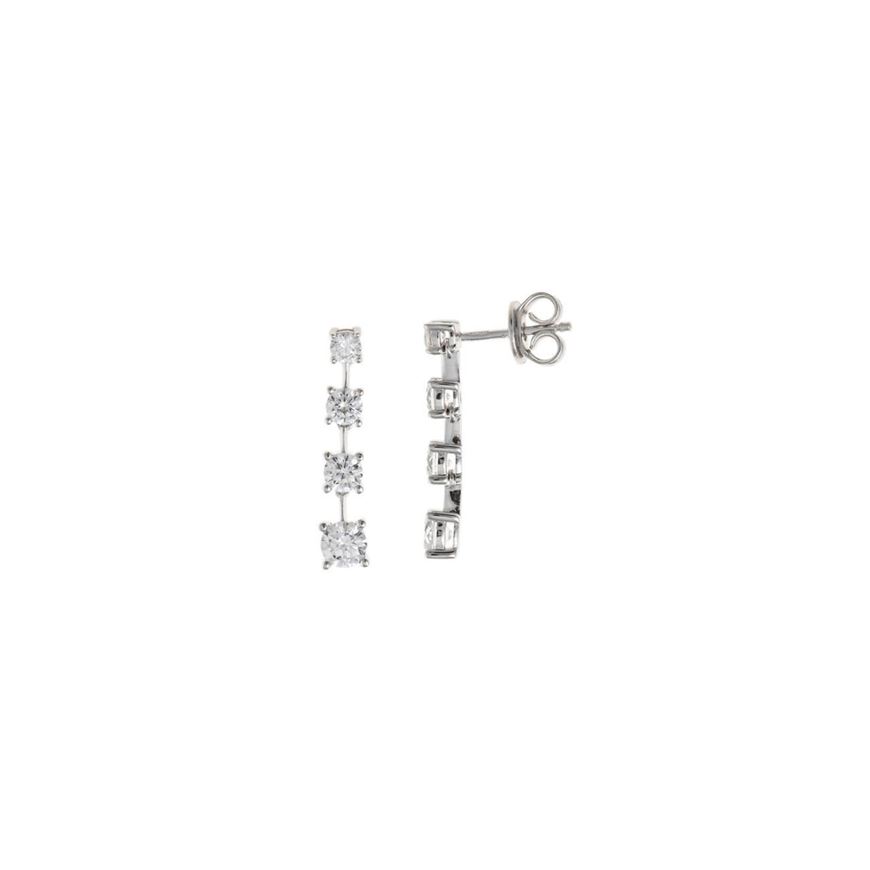 Foto de Pendientes plata rodio tira cuatro circonitas blancas