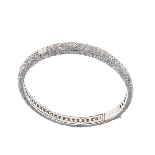 Foto de Pulsera plata rodio caña tubo redondo circonitas