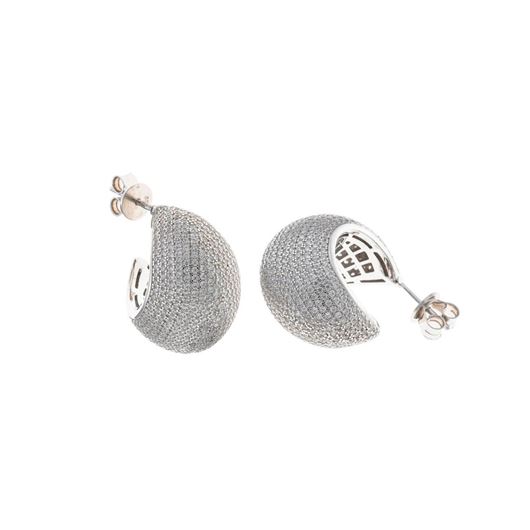 Foto de Pendientes plata rodio aro ancho circonitas blancas