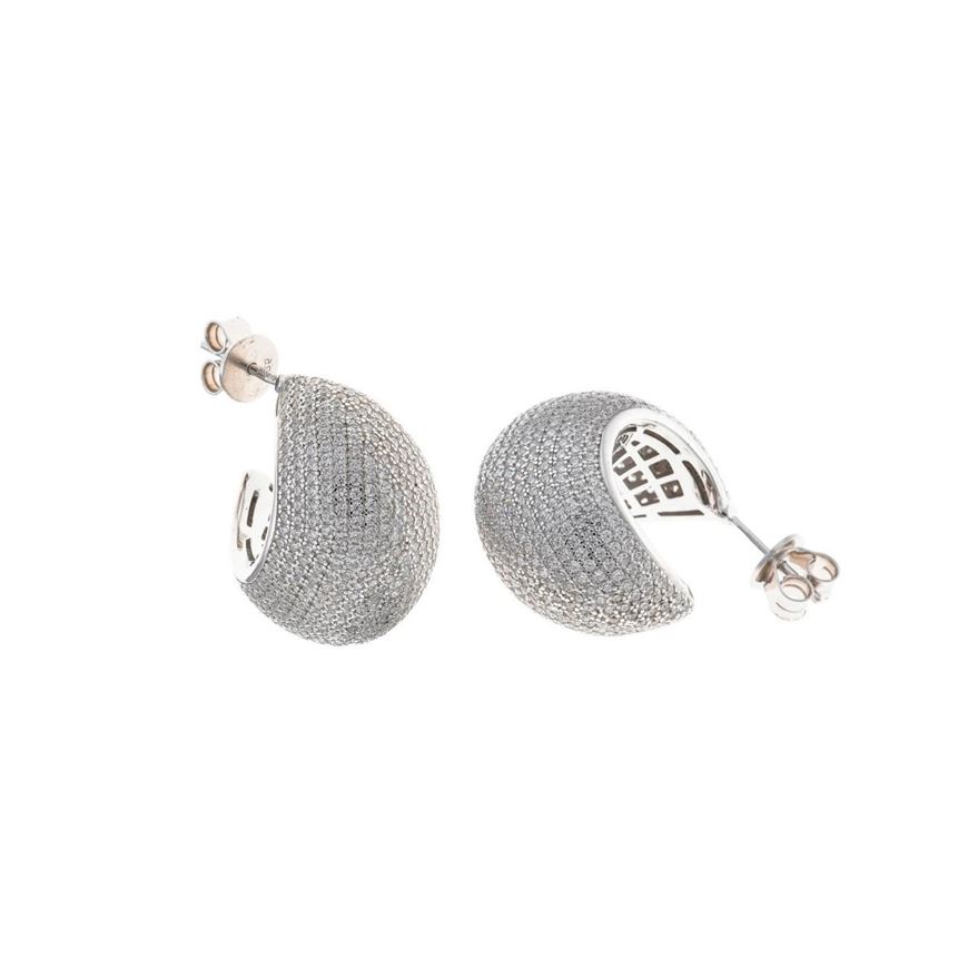 Foto de Pendientes plata rodio aro ancho circonitas blancas