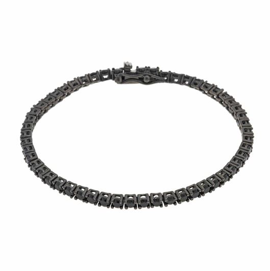 Foto de Pulsera riviere plata chapado rutenio circonitas negras