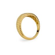 Foto de Sortija clásica estriada en oro amarillo 18kt con circonitas