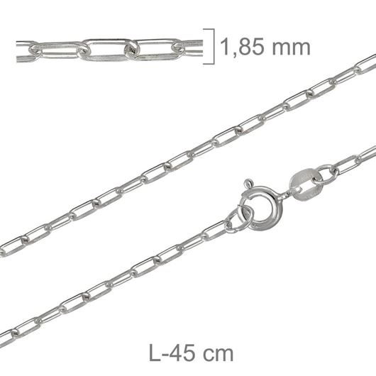 Foto de Cadena plata eslabón rectangular 1,85mm x 45cm