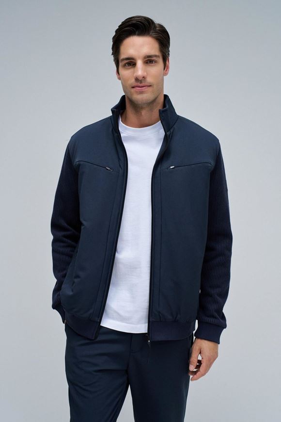 Foto de Chaqueta acolchada con mezcla de materiales azul oscuro - Salsa Jeans