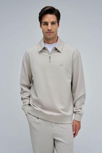 Picture of Sudadera con media cremallera beige
