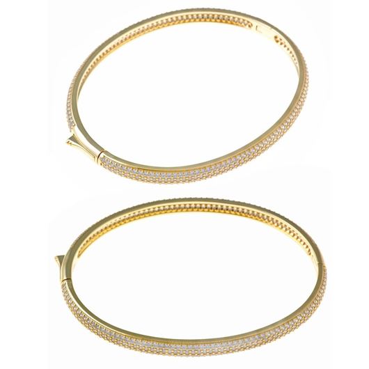 Foto de Pulsera caña plata baño dorado circonitas