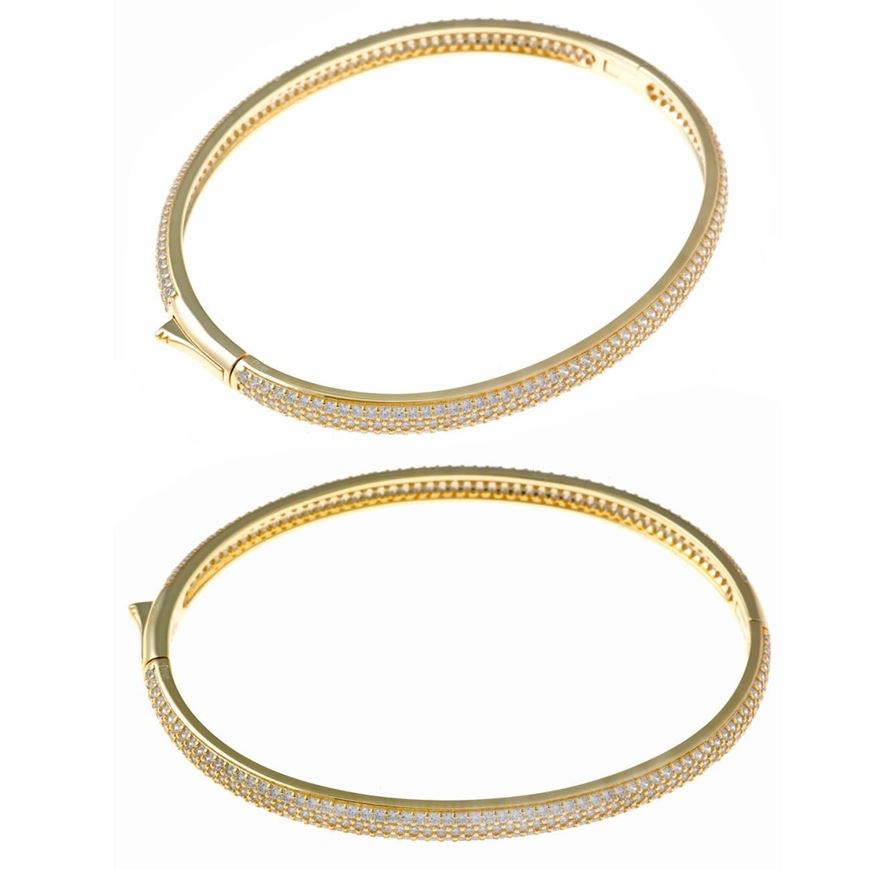 Foto de Pulsera caña plata baño dorado circonitas