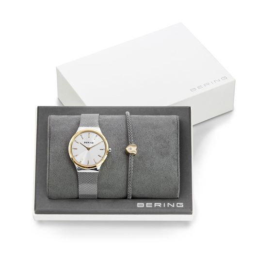 Foto de Set reloj Classic plateado pulido 31mm con pulsera corazón
