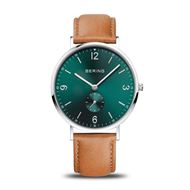 Foto de Reloj Bering acero esfera verde y correa piel marrón 40mm