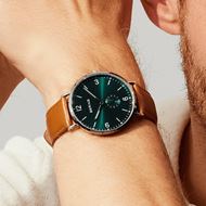 Foto de Reloj Bering acero esfera verde y correa piel marrón 40mm