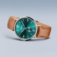 Foto de Reloj Bering acero esfera verde y correa piel marrón 40mm