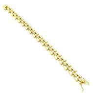 Foto de Pulsera de oro amarillo 18kt con circonitas blancas, 10mm grosor, cierre de lengüeta y ochos de seguridad