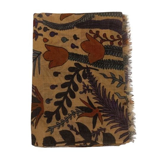 Foto de Foulard maxi estampado floral multicolor 100% lana 70x200cm