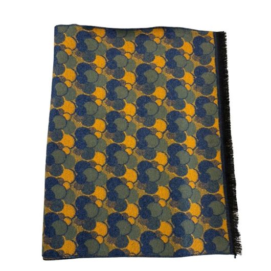 Foto de Bufanda estampado geometrico en tonos ocre, azul y verde 32x200cm